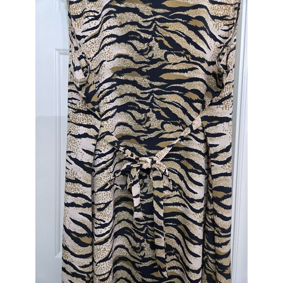 Tiger Print Maxi Dress By Voir Collection 3X Womens Button Down Sleeveless Polye - Picture 3 of 6